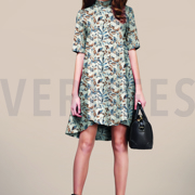 LINEN JERSEY DIGITAL LEAVES OLD GREEN/OCHRE (thumbnail) #7