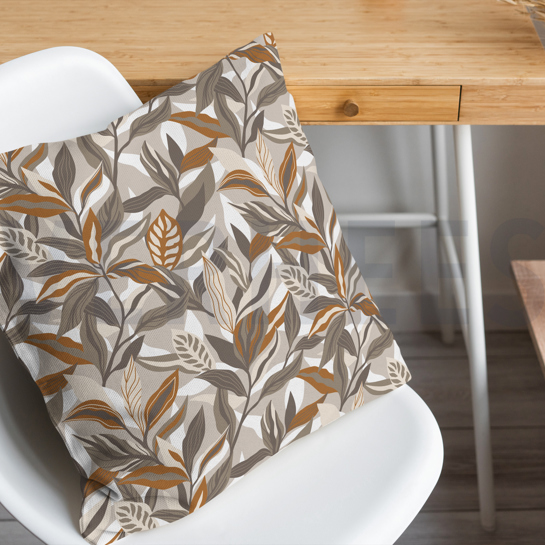 TOILE DÉCORATION FEUILLES TAUPE #7