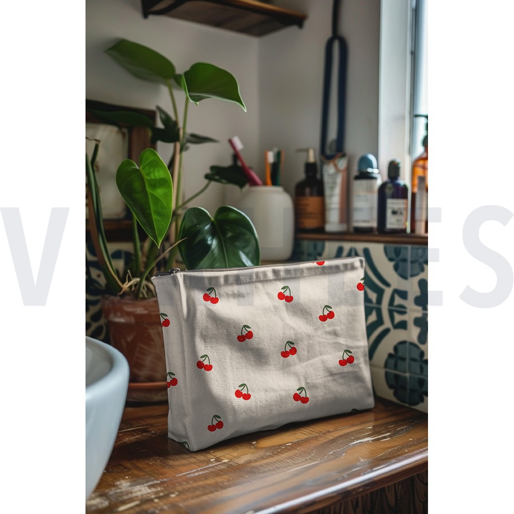 CANVAS LINEN LOOK CHERRIES NATURAL #7