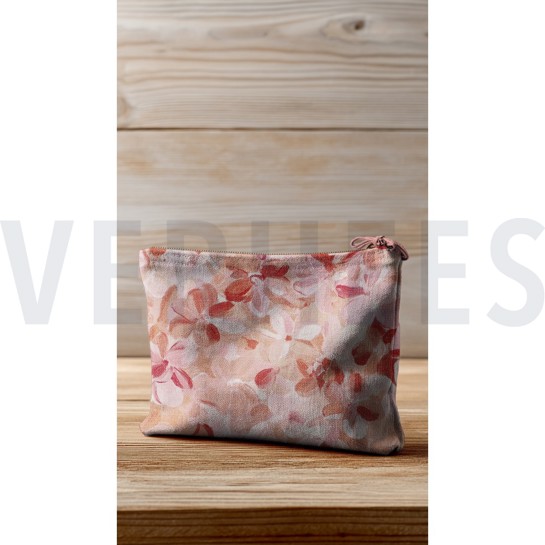 TOILE DÉCORATION SLUB DIGITAL FLEURS PÊCHE #7