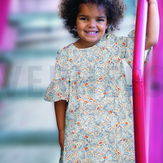 DOUBLE GAZE DE COTON PAISLEY BLANC/LAVANDE #7