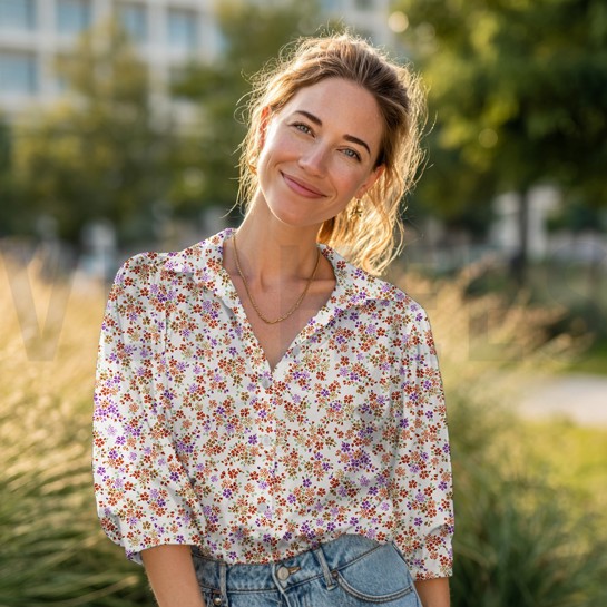 BAUMWOLLE POPELINE DIGITAL BLÜTEN MARINEBLAU #7