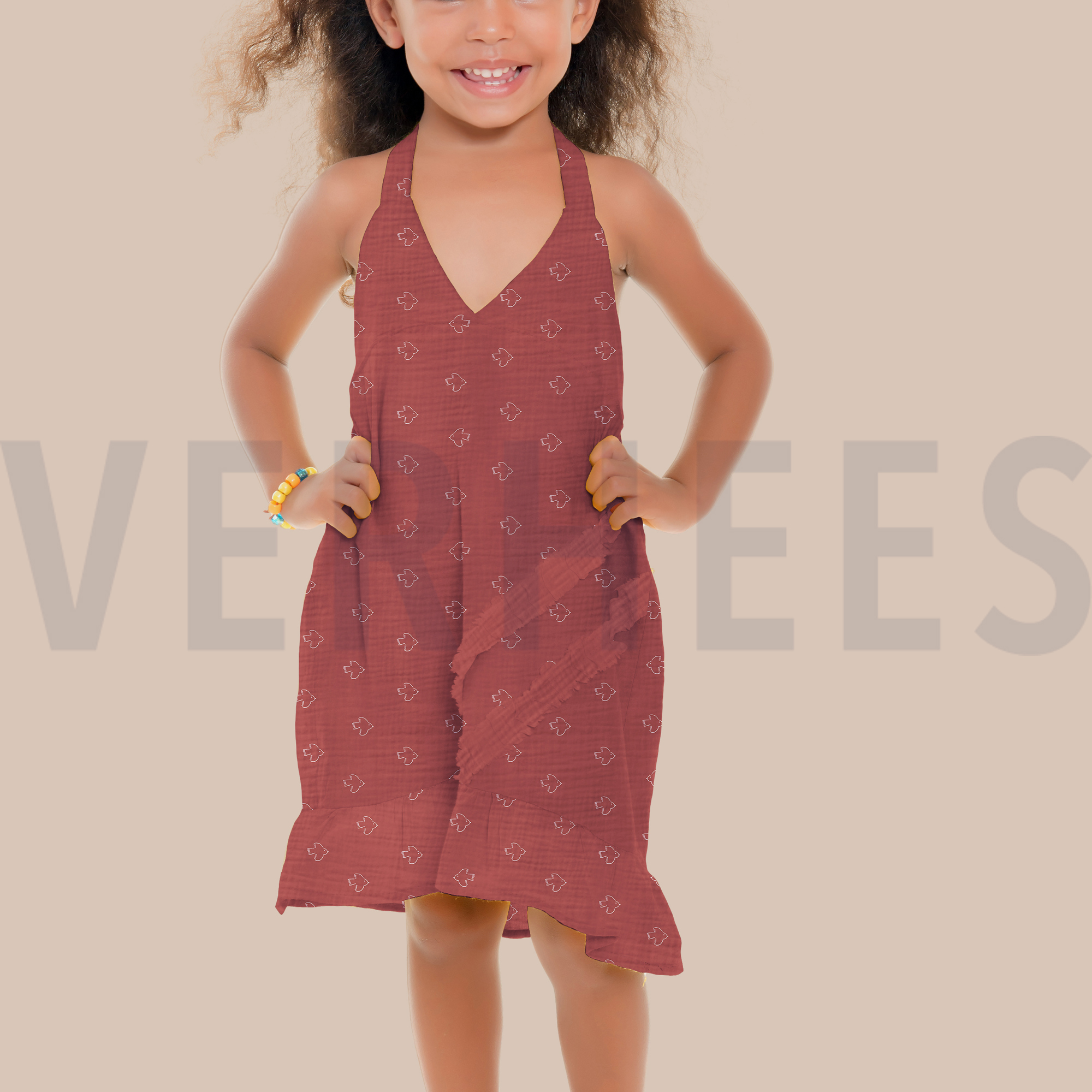 DOUBLE GAZE DE COTON OISEAUX RUST (high resolution) #7