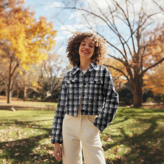 BRUSHED YARN DYED CHECKS EMBROIDERY NAVY #7