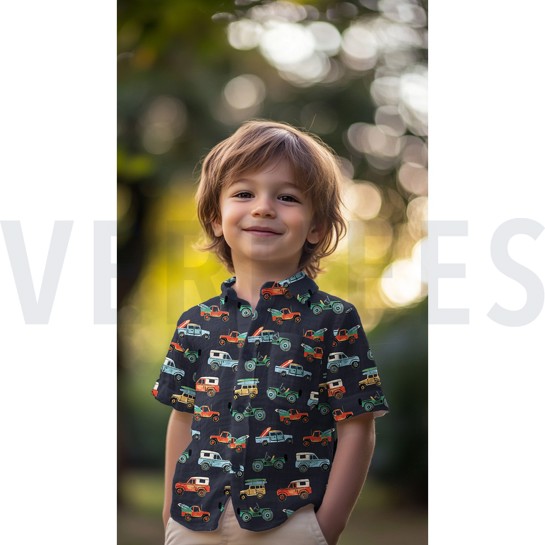 FINE POPLIN DIGITAL CARS WHITE #7