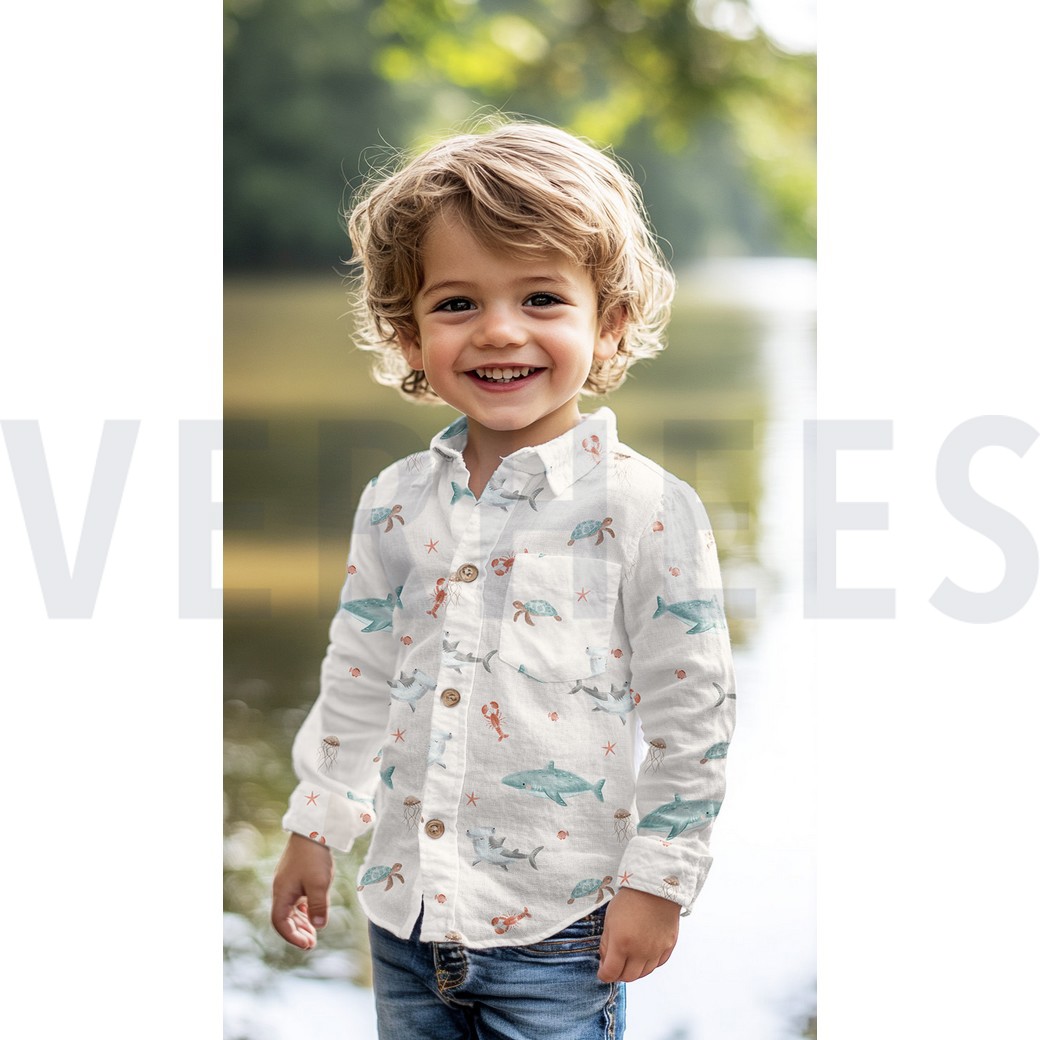 FINE POPLIN DIGITAL SEA LIFE PETROL #7