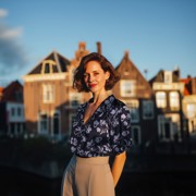 KATOEN SATIJN BLOEMEN MARINEBLAUW (thumbnail) #7