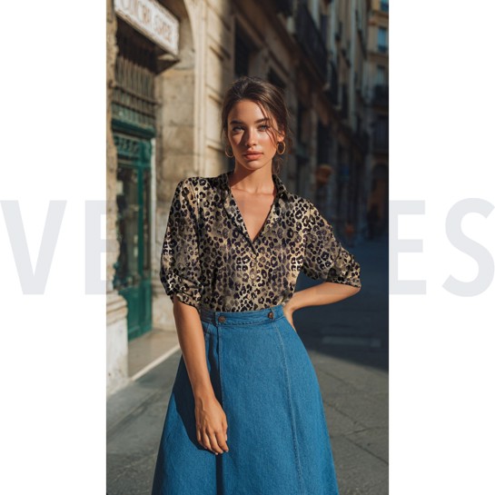 BAUMWOLLE VISKOSE DIGITAL TIERHAUT OCKER #7