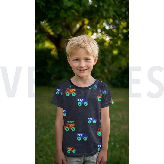 JERSEY MELANGE CONSTRUCTION VEHICLES GREY #7