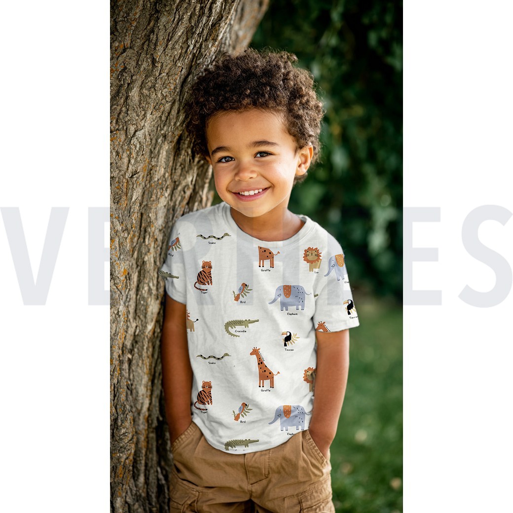JERSEY MELANGE SAFARI ANIMALS GREY #7