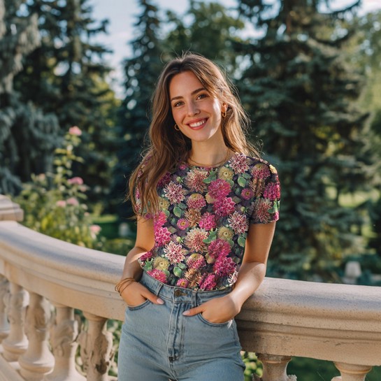 JERSEY DIGITAL FLOWERS FUCHSIA #7