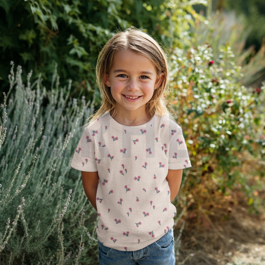 WAFFELJERSEY BLUMEN ECRU #7