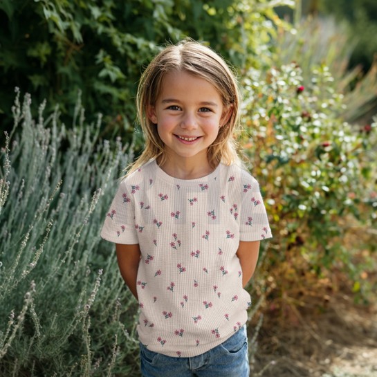 WAFFELJERSEY BLUMEN HELLROSA #7