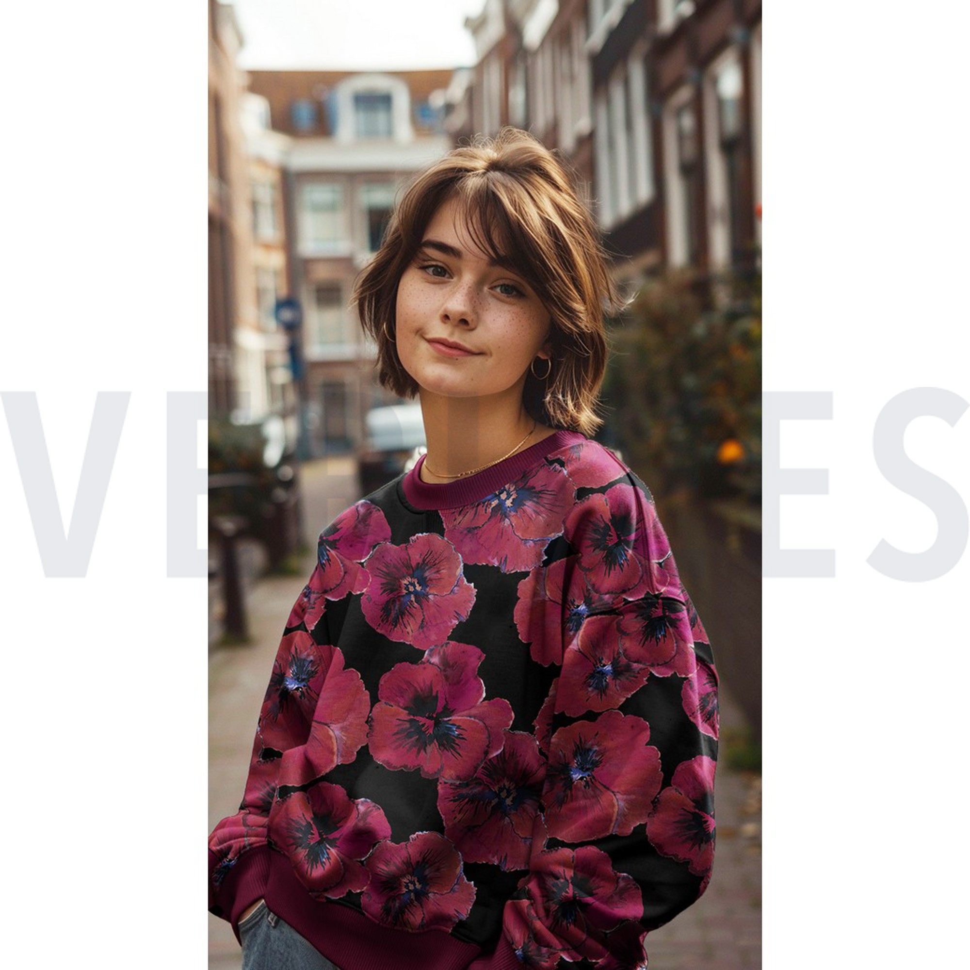 FRENCH TERRY DIGITAL BLUMEN SCHWARZ (high resolution) #7