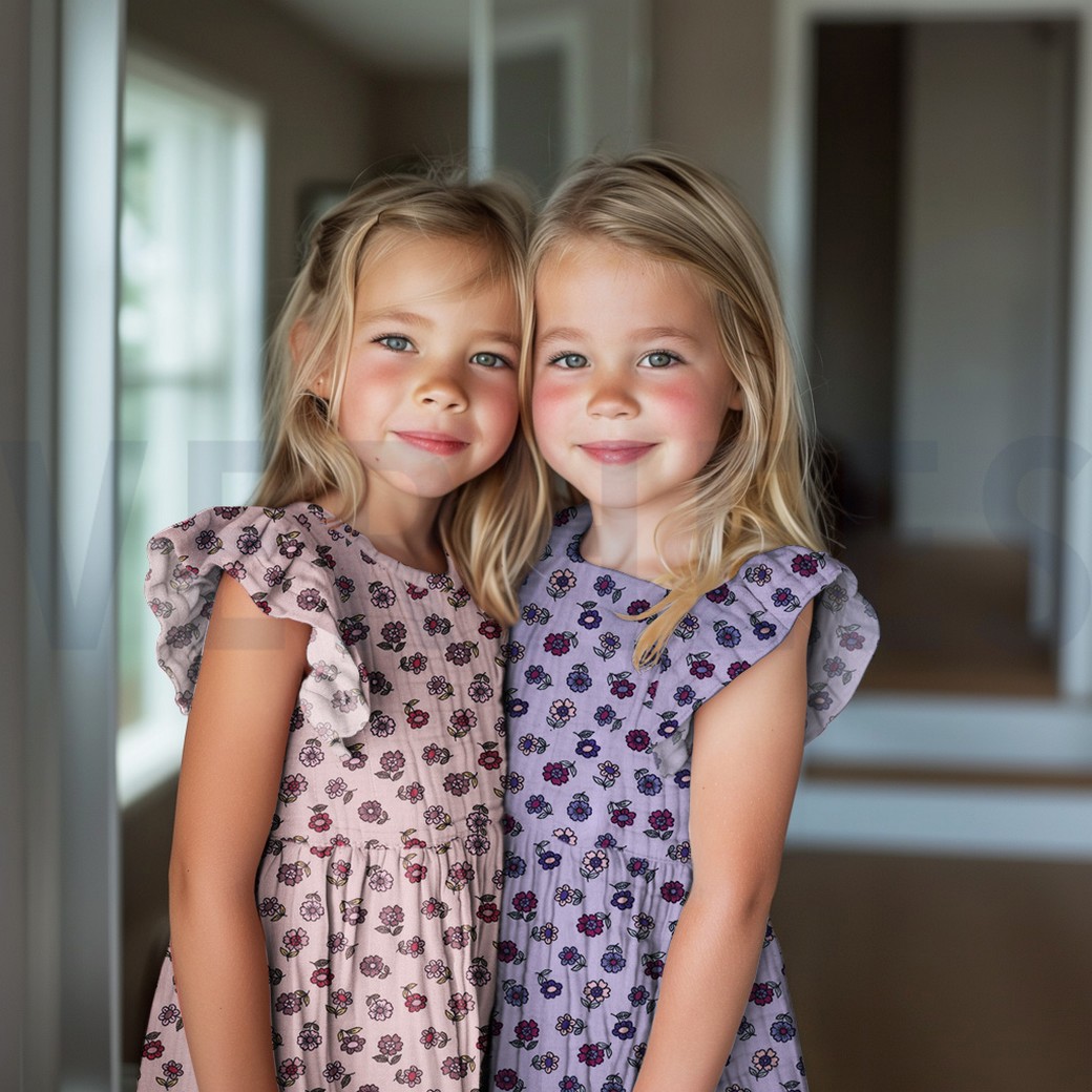 DOUBLE GAUZE BLOEMEN LILA #7