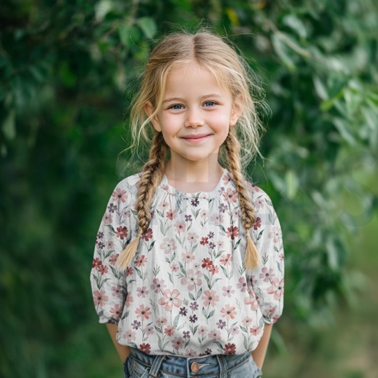 MUSSELIN DIGITAL BLUMEN WEISS #7