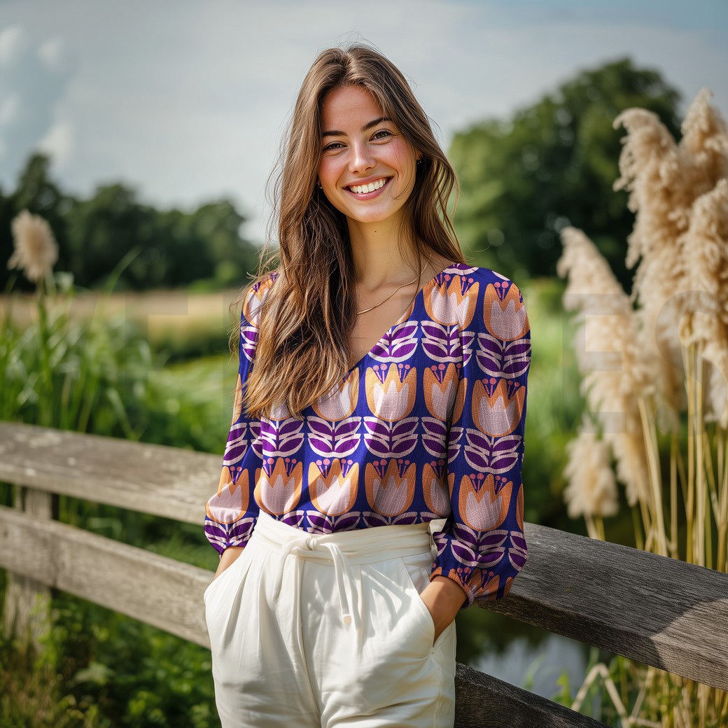 LENZING™ ECOVERO™ BLOEMEN KOBALTBLAUW #7