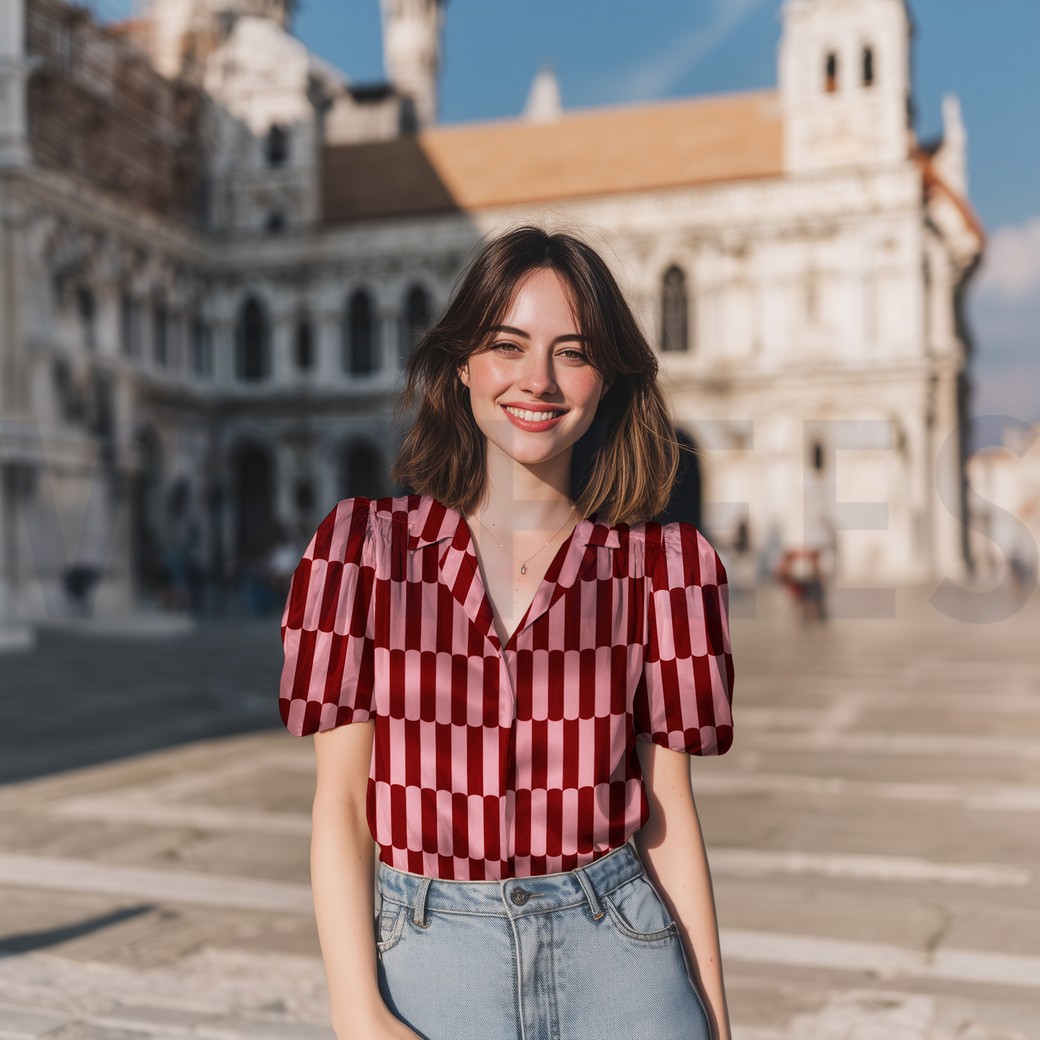 LENZING™ ECOVERO™ STRIPES DARK RED #7