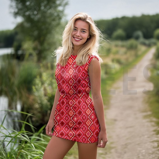 VISKOSE RADIANCE DIGITAL ABSTRAKT ORANGE #7