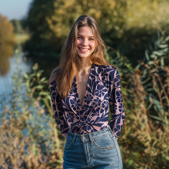 VISKOSE ROSELLA STRETCH BLUMEN MAUVE #7