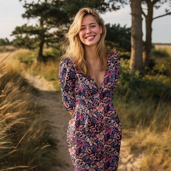 VISCOSE STRETCH BLOEMEN PAARS #7