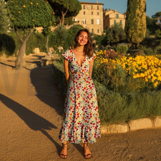 VISKOSE STRETCH DIGITAL BLUMEN WEISS #7