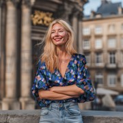 VISCOSE STRETCH DIGITAL FLOWERS COBALT (thumbnail) #7