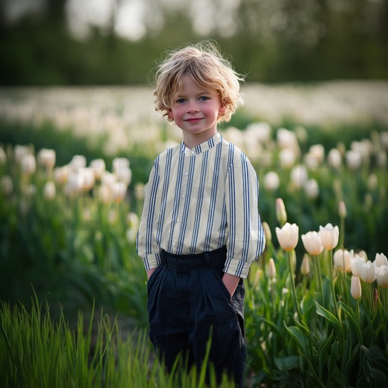 MUSSELIN GOTS NATURAL STREIFEN NATUR #7