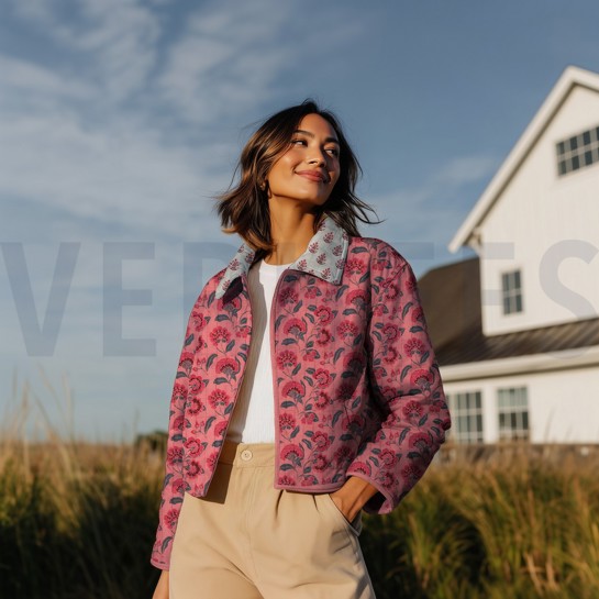 MUSSELIN GESTEPPT BLUMEN MAUVE #7