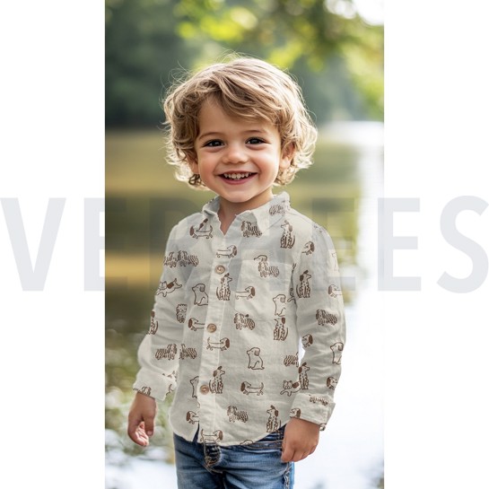 POPLIN GOTS NATURAL DOGS NATURAL #7