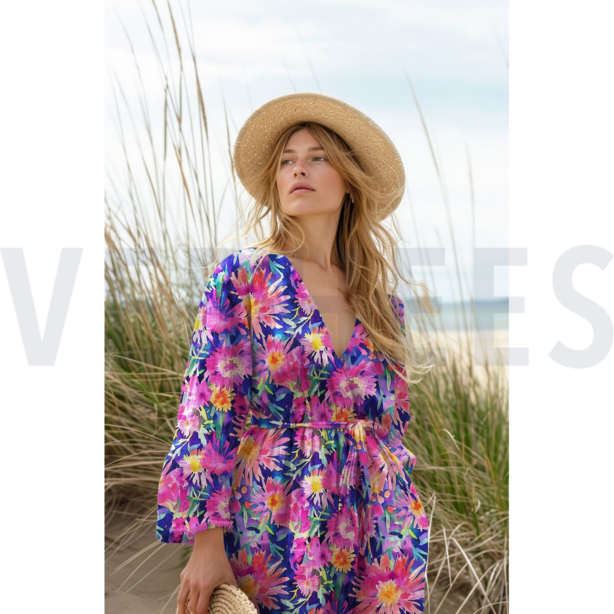 VISCOSE SATIN DIGITAL FLEURS ROSE (high resolution) #7