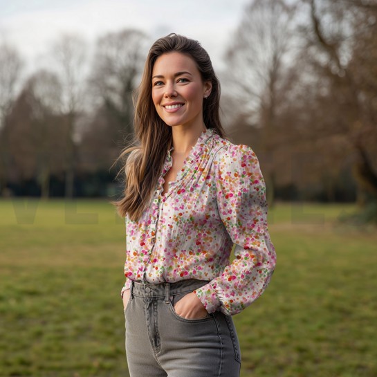 VISCOSE SATIJN DIGITAAL STIPPEN ECRU #7