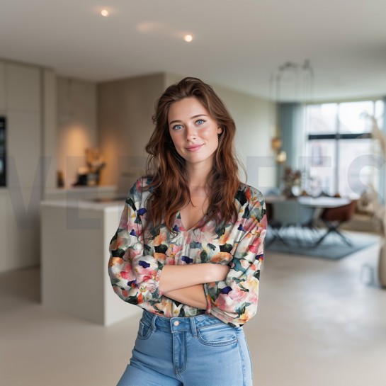 VISCOSE SATIN DIGITAL FLEURS PÊCHE #7