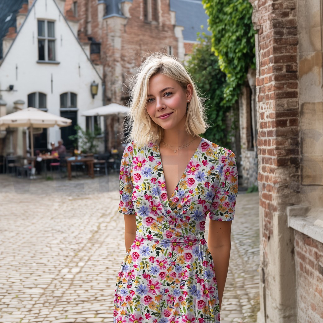 VISCOSE RADIANCE DIGITAAL BLOEMEN ROZE #7