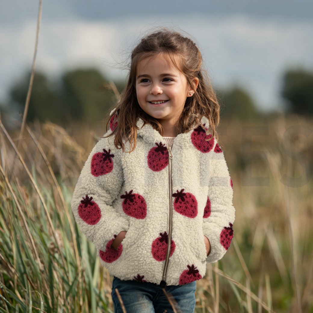 TEDDY JACQUARD ERDBEEREN ECRU #7