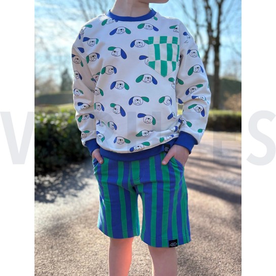 FRENCH TERRY GOTS STREIFEN JENNIFER BOURON GRÜN/ROSA #7