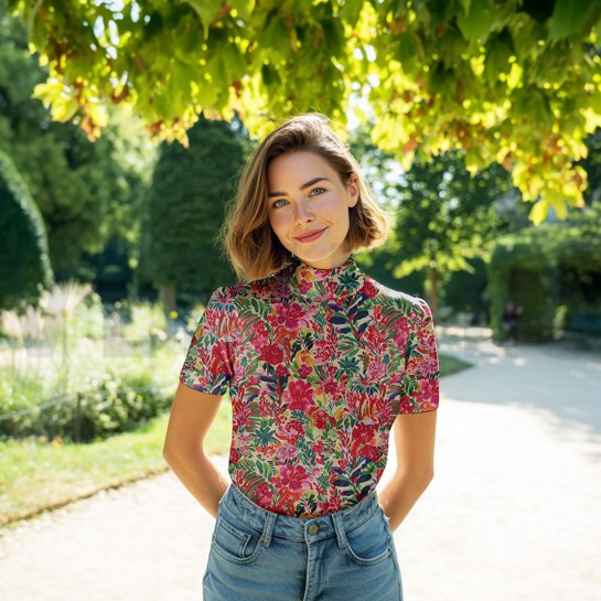 VISCOSE JERSEY DIGITAL FLOWERS PINK #7