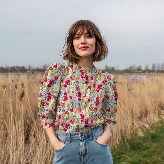 VISCOSE DOBBY DIGITAL FLOWERS MULTICOLOUR #7