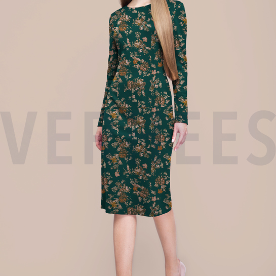 JERSEY DIGITAL FLOWERS BURGUNDY #7