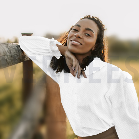 KATOEN EMBROIDERY TWEE-ZIJDIGE GOLFRAND WIT #7