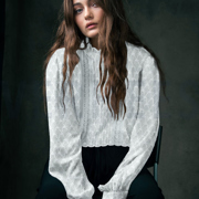 KATOEN EMBROIDERY TWEE-ZIJDIGE GOLFRAND WIT (thumbnail) #7