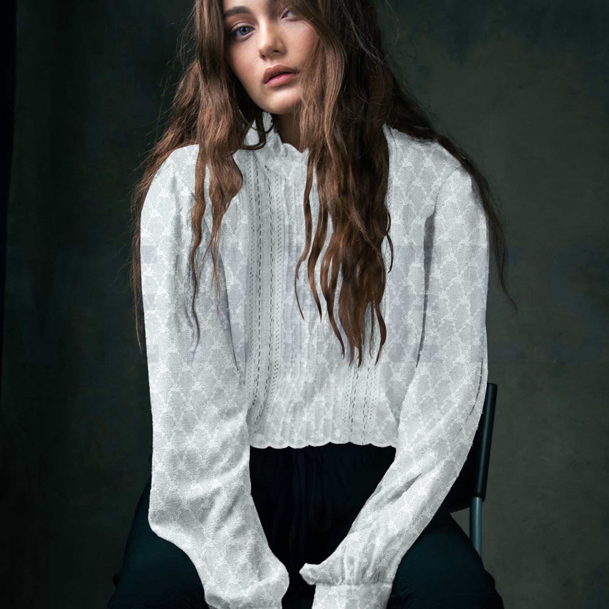 KATOEN EMBROIDERY TWEE-ZIJDIGE GOLFRAND WIT (high resolution) #7