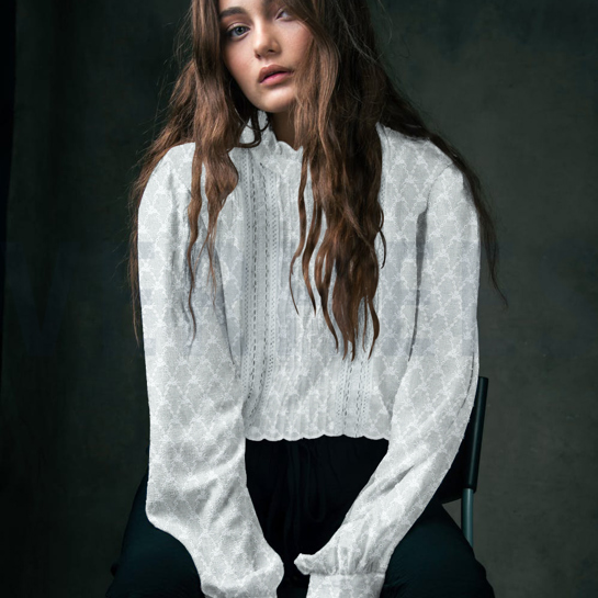 KATOEN EMBROIDERY TWEE-ZIJDIGE GOLFRAND WIT #7