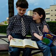 KATOENEN POPLIN ANKERS WIT/DONKERBLAUW (thumbnail) #7