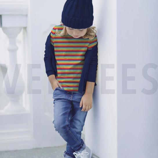 KATOEN JERSEY GARENGEVERFD STREPEN MULTI #7