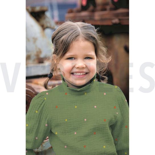 DOUBLE GAUZE EMBROIDERY DOTS OCHRE #7