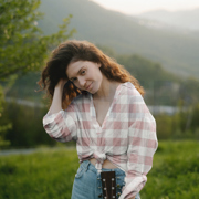 LINEN VISCOSE YARN DYED CHECKS LIGHT BROWN (thumbnail) #7