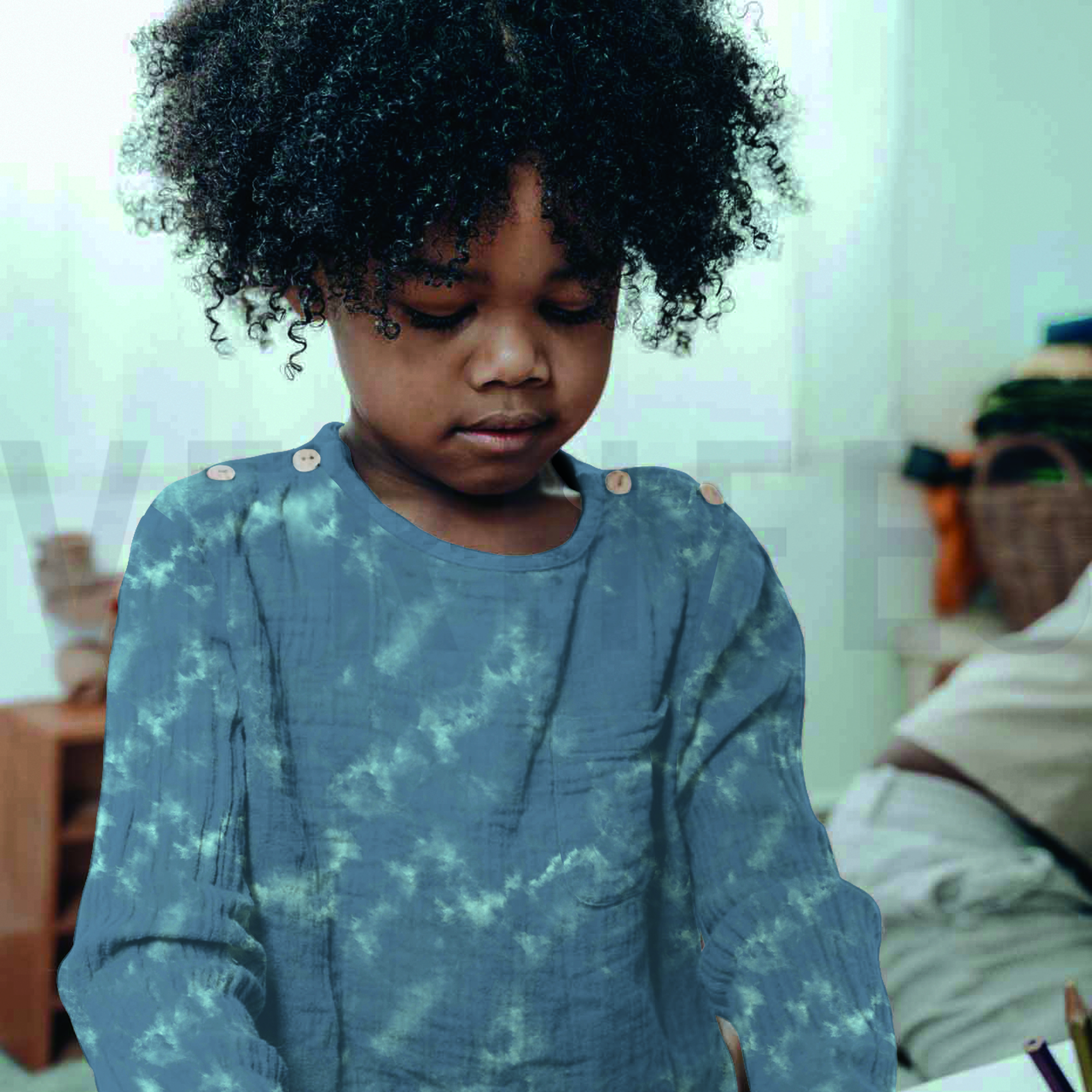 DOUBLE GAZE DE COTON TIE DYE CYAN FONCÉ (high resolution) #7