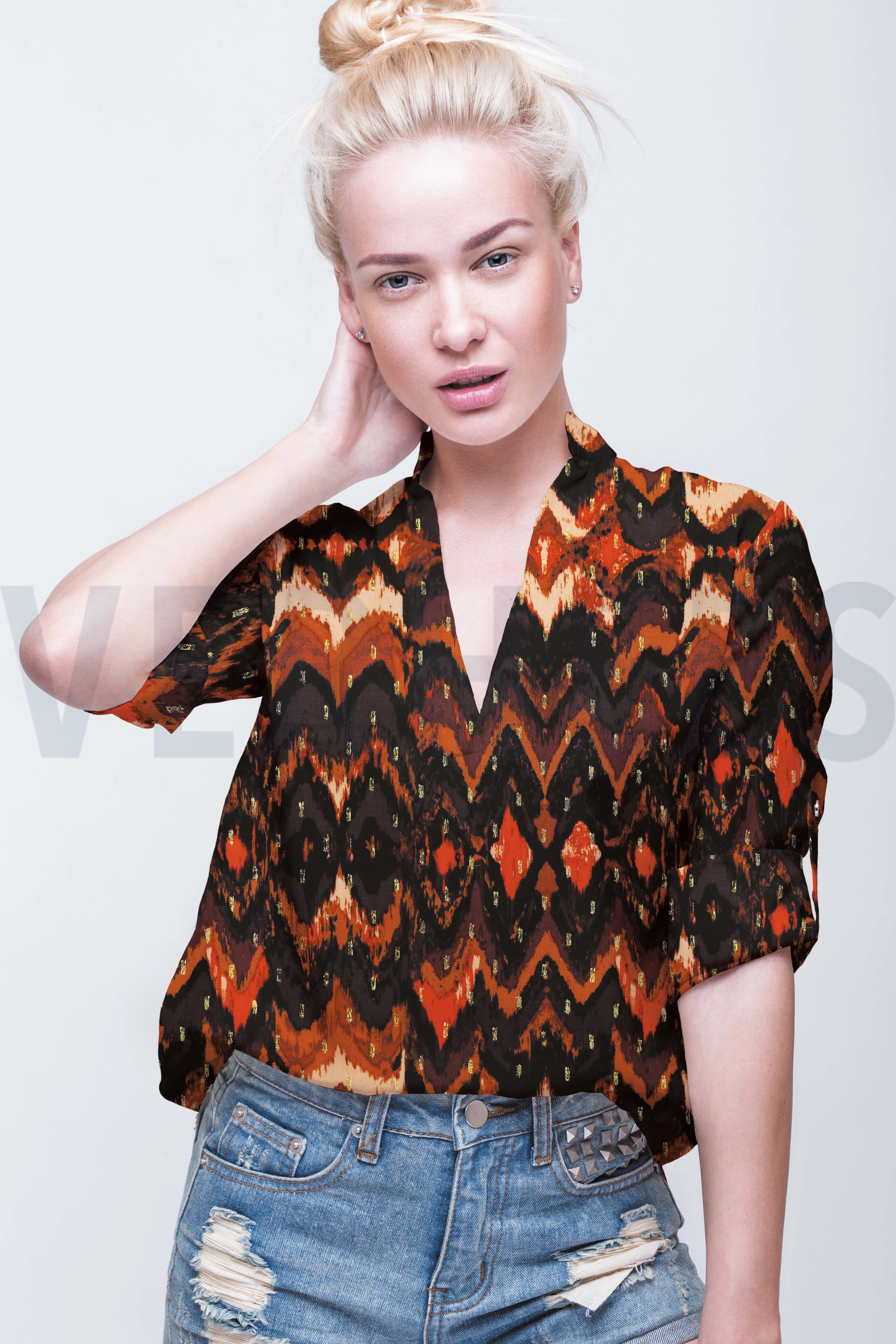 VISCOSE LUREX DIGITAL GRAPHIC DARK BROWN #7
