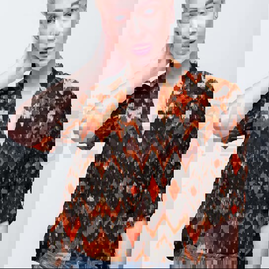 VISKOSE LUREX DIGITAL GRAPHIC DUNKELBRAUN #7